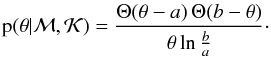 \appendix \setcounter{section}{1} \begin{equation} \pPri{\param} = \jeffreysPrior{\param}{a}{b} \cdot \end{equation}