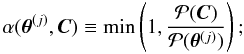 \begin{equation} \accProb{\vPar\samp}{\vect C} \defby \min\left(1,\frac{\postr(\vect C)}{\postr(\vPar\samp)}\right); \end{equation}
