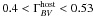 \hbox{$0.4 < \Gamma^{\rm host}_{BV} < 0.53$}