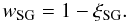 \begin{equation} \label{SGgapW} w_\mathrm{SG}= 1-\xi_\mathrm{SG}. \end{equation}