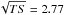 \hbox{$\sqrt{TS}=2.77$}