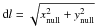 \hbox{${\rm d}l = \sqrt{x_{\rm null}^{2}+y_{\rm null}^{2}}$}