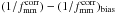 \hbox{$(1/f^{\rm{corr}}_{\rm{mm}})-(1/f^{\rm{corr}}_{\rm{mm}})_{\rm{bias}}$}