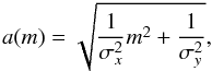 \appendix \setcounter{section}{3} \begin{equation} a(m)=\sqrt{\frac{1}{\sigma^2_x}m^2+\frac{1}{\sigma^2_y}}, \end{equation}