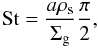 \begin{equation} % \textrm{St}=\frac{a\rho_{\rm s}}{\Sigma_{\rm g}}\frac{\pi}{2}, \label{eq1} \end{equation}