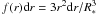 \hbox{$f(r) {\rm d}r=3 r^2 {\rm d}r /R_*^3$}