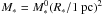 \hbox{$M_* = M_*^0 (R_* / 1 ~{\rm pc})^2$}