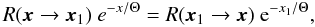 \appendix \setcounter{section}{1} \begin{equation} R(\vecx\rightarrow \vecx_1) \ e^{-x/\Theta} = R(\vecx_1 \rightarrow \vecx) \ {\rm e}^{-x_1/\Theta}, \label{eq:rf_symm} \end{equation}