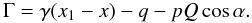\appendix \setcounter{section}{1} \begin{equation} \Gamma= \gamma(x_1-x) - q - p Q \cos\alpha. \end{equation}