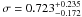 \hbox{$\sigma=0.723_{-0.172}^{+0.235}$}
