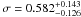 \hbox{$\sigma=0.582_{-0.126}^{+0.143}$}