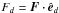 \hbox{$F_d=\vec{F}\cdot\hvec{e}_d$}