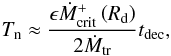 \begin{equation} \Tn \approx \frac{\epsilon\Mcrp\left(\Rd\right)}{2\Mtr}\td , \label{eq:Tn2} \end{equation}