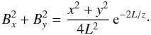 \appendix \setcounter{section}{1} \begin{equation} B_x^2+B_y^2=\frac{x^2+y^2}{4L^2}\,{\rm e}^{-2L/z}\cdot \end{equation}