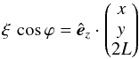 \appendix \setcounter{section}{2} \begin{equation} \xi\,\cos\varphi=\ez\cdot \begin{pmatrix} x\\ y\\ 2L \end{pmatrix} \end{equation}