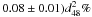 \hbox{$0.08 \pm 0.01)d^2_{48}\%$}