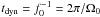 \hbox{$t_{\rm dyn}=f_0^{-1}=2 \pi / \Omega_0$}