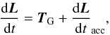 \begin{equation} \frac{{\rm d}\vec{L}}{{\rm d}t}=\vec{T}_{\rm G} + \frac{{\rm d}\vec{L}}{{\rm d}t}_{\rm acc}, \label{dl} \end{equation}