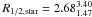 \hbox{$R_{1/2,\rm star}=2.68^{3.40}_{1.47}$}