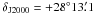 \hbox{$\delta_{\mathrm{J2000}} = +28\degr13\farcm1$}