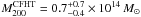 \hbox{$M_{200}^{\mathrm{CFHT}} = 0.7_{-0.4}^{+0.7} \times 10^{14}\,{M}_{\sun}$}