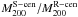 \hbox{$M_{200}^{\mathrm{S-cen}}/M_{200}^{\mathrm{R-cen}}$}