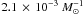 \hbox{$2.1 \,\times\, 10^{-3}~ \Mo^{-1}$}