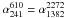 \hbox{$\alpha_{241}^{610} = \alpha_{1382}^{2272}$}