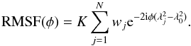 \begin{equation} \lambda_{0}^{2} = \frac{\sum_{j=1}^{N} w_j \lambda_{j}^{2} }{\sum_{j=1}^{N} w_j} , \end{equation}
