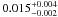 \hbox{$0.015^{+0.004}_{-0.002}$}