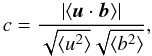 \begin{equation} c= \frac{|\langle\vec{ u}\cdot \vec{ b}\rangle|}{ \sqrt{\langle u^2 \rangle} \sqrt{\langle b^2 \rangle}}, \label{c} \end{equation}