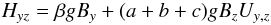 \begin{equation} H_{yz}=\beta g B_y + (a+b+c) g B_z U_{y,z} \label{yz} \end{equation}