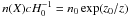 \hbox{$n(X)cH_0^{-1}=n_0\exp(z_0/z)$}