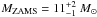 \hbox{$M_{\rm ZAMS}= 11_{-1}^{+2}~ M_\odot$}