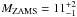 \hbox{$M_{\rm ZAMS}=11_{-1}^{+2}$}
