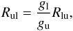 \appendix \setcounter{section}{2} \begin{equation} R_{\rm ul} = \frac{g_{\rm l}}{g_{\rm u}}R_{\rm lu} , \label{Eq:einsteinrel} \end{equation}