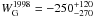 \hbox{$W_\mathrm{G}^{1998}=-250^{+120}_{-270}$}