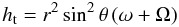 \appendix \setcounter{section}{3} \begin{equation} h_{\rm t} = r^2 \sin^2 \theta \left( \omega + \Omega \right) \end{equation}