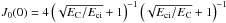 \hbox{$J_0(0) = 4\left(\sqrt{\EC/\Eci}+1\right)^{-1} \left(\sqrt{\Eci/\EC}+1\right)^{-1}$}