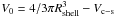 \hbox{$V_{0}=4/3\pi R^{3}_{\rm shell}-V_{\rm c-s}$}