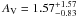 \hbox{$A_{\rm V}= 1.57_{-0.83}^{+1.57}$}