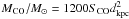 \hbox{$M_{\rm CO}/M_{\odot} = 1200 S_{\rm CO} d^2_{\rm kpc}$}