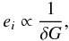 \appendix \setcounter{section}{2} \begin{equation} e_i \propto \frac{1}{\delta G}, \end{equation}