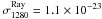 \hbox{$\sigma_{1280}^{\rm Ray} = 1.1 \times 10^{-23}$}