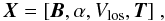 \begin{equation} \ve{X} = [\ve{B}, \alpha, V_{\rm los}, \ve{T}] \;, \label{equation:x} \end{equation}