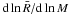 \hbox{${\rm d}\ln \bar{R} / {\rm d} \ln M$}