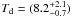 \hbox{$T_\mathrm{d}=(8.2^{+2.1}_{-0.7})$}