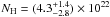 \hbox{$N_\mathrm{H}= (4.3^{+1.4}_{-2.8})\times 10^{22}$}