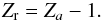\begin{equation} Z_{\rm r} = Z_{a} - 1. \end{equation}
