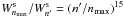 \hbox{$W_{n_{\rm{max}}}^{\rm{s}} / W_{n'}^{\rm{s}} = (n'/n_{\rm{max}})^{15}$}
